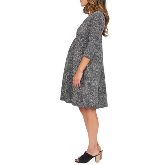 NOM Maternity Dress Size XS Fit & Flare Textured Tweed 3/4 Sleeves Jack Mini - Picture 7 of 14